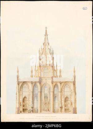 Stier Wilhelm (1799-1856), Votivkirche, Vienna: longitudinal section through the transept. Tusche watercolor on the box, 119.5 x 91 cm (including scan edge). Architecture Museum of the Technical University of Berlin Inv. No. 7235. Stier Wilhelm  (1799-1856): Votivkirche, Wien Stock Photo