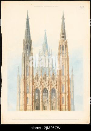 Stier Wilhelm (1799-1856), Votivkirche, Vienna: front view. Tusche watercolor on the box, 129.3 x 93.8 cm (including scan edge). Architecture Museum of the Technical University of Berlin Inv. No. 7238. Stier Wilhelm  (1799-1856): Votivkirche, Wien Stock Photo