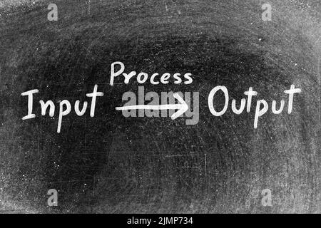 Hand writing Input Process Output Feedback diagram concept with black ...