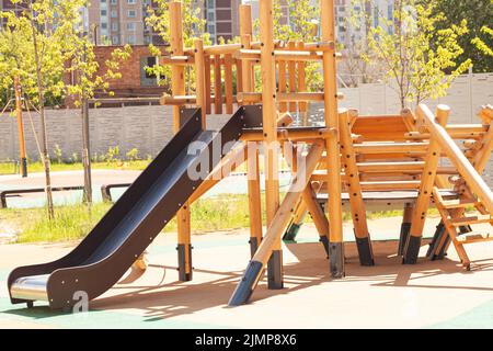 Modern children's playground for outdoor games Stock Photo