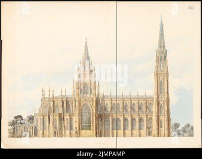 Stier Wilhelm (1799-1856), Votivkirche in Vienna (1854): side view. Tusche watercolor on the box, 126.7 x 171.9 cm (including scan edges) Stier Wilhelm  (1799-1856): Votivkirche, Wien Stock Photo