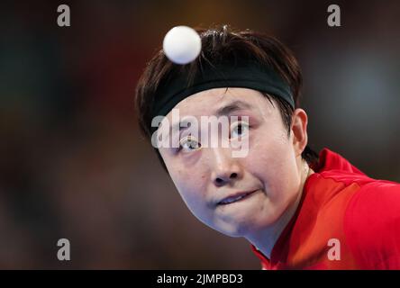 Singapore’s Tianwei Feng during their Table Tennis Women's Singles Gold Medal match against Jian Zeng at The NEC on day ten of the 2022 Commonwealth Games in Birmingham. Picture date: Sunday August 7, 2022. Stock Photo