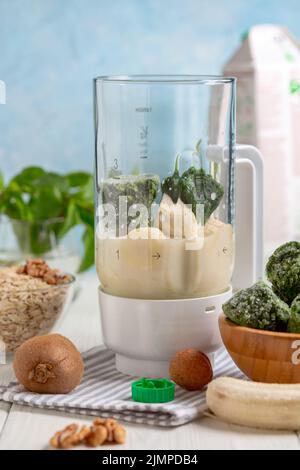 Ingredients for making a green smoothie. Stock Photo