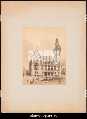 Seeling Heinrich (1852-1932), town hall in Elberfeld (approx. 1894): Perspective view (as Inv.No. f 5203). Photo on paper, 42.1 x 32.4 cm (including scan edges) Seeling Heinrich  (1852-1932): Rathaus, Elberfeld Stock Photo