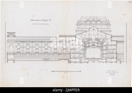 Seeling Heinrich (1852-1932), Schauspielhaus in Frankfurt/Main (1899): cross-section through the auditorium. Ink on linen, 66.3 x 99.7 cm (including scan edges) Seeling Heinrich  (1852-1932): Schauspielhaus, Frankfurt/Main Stock Photo