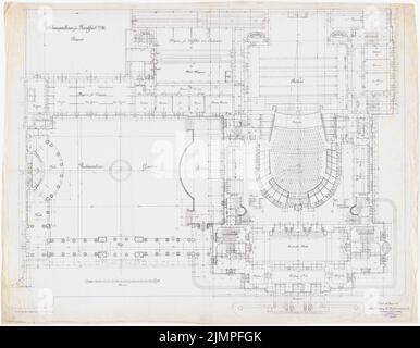 Seeling Heinrich (1852-1932), Schauspielhaus in Frankfurt/Main (1899): Floor plan parquet. Ink on linen, 78.7 x 101.3 cm (including scan edges) Seeling Heinrich  (1852-1932): Schauspielhaus, Frankfurt/Main Stock Photo