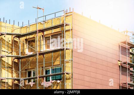 Energy efficiency house wall renovation during spring season Stock Photo