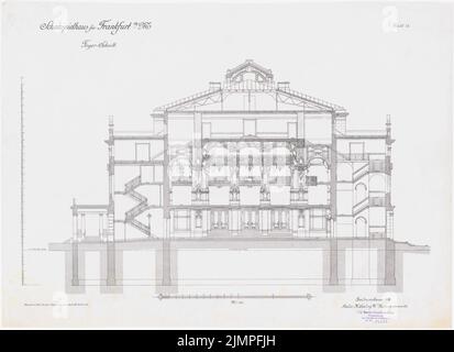 Seeling Heinrich (1852-1932), Schauspielhaus in Frankfurt/Main (1899): cross-section through the foyer. Ink on linen, 47.7 x 65.7 cm (including scan edges) Seeling Heinrich  (1852-1932): Schauspielhaus, Frankfurt/Main Stock Photo