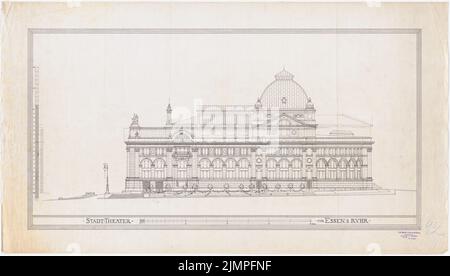 Seeling Heinrich (1852-1932), City Theater in Essen (1892): Side view. Ink on linen, 61.2 x 107.7 cm (including scan edges) Seeling Heinrich  (1852-1932): Stadttheater, Essen Stock Photo