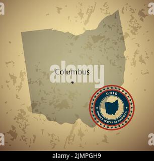 Map of Ohio with American flag illustration Stock Photo - Alamy