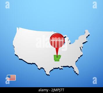 Arkansas on USA map Stock Photo