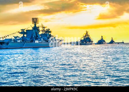 Military navy russian ships Stock Photo