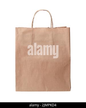 Paper bag shop isolated on white. Front view. Stock Photo