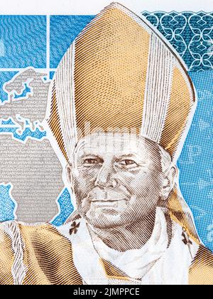 Pope John Paul II portrait from Polish money Stock Photo