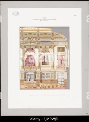 Rowald Paul (1850-1920), commercial building for the Prussian manor house, Berlin (20.08.1878): Wall decoration in the boardroom 1:40. Tusche watercolor on the box, 76.5 x 58.3 cm (including scan edges) Rowald Paul  (1850-1920): Geschäftshaus für das Preußische Herrenhaus, Berlin Stock Photo