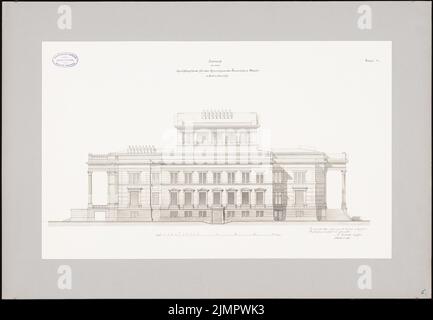 Rowald Paul (1850-1920), commercial building for the Prussian manor house, Berlin (20.08.1878): Side view. Tusche watercolor on the box, 52.8 x 76.1 cm (including scan edges) Rowald Paul  (1850-1920): Geschäftshaus für das Preußische Herrenhaus, Berlin Stock Photo