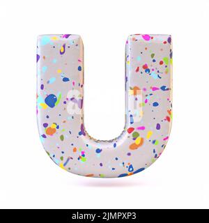 Colorful terrazzo pattern font Letter U 3D Stock Photo