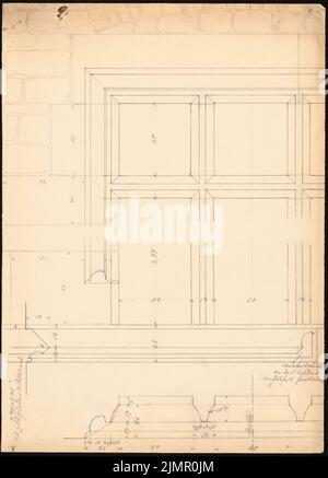 Lehmmübner Paul (1855-1916), town hall in Göttingen (1898): window walls. Pencil on the box, 35.4 x 25.5 cm (including scan edges) Lehmgrübner Paul  (1855-1916): Rathaus, Göttingen Stock Photo