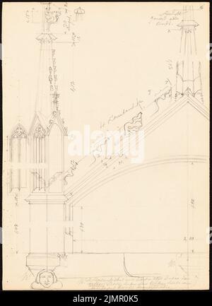 Lehmmübner Paul (1855-1916), town hall in Göttingen (1898): Fiale. Pencil on the box, 35.3 x 25.6 cm (including scan edges) Lehmgrübner Paul  (1855-1916): Rathaus, Göttingen Stock Photo