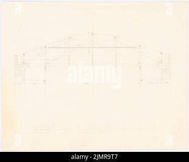 Langhans Carl Ferdinand (1782-1869), Royal Opera in Berlin. Reconstruction (18.08.1843): roof construction, cross -section through the roof. Ink on paper, 32.8 x 41 cm (including scan edges) Langhans Carl Ferdinand  (1782-1869): Königliche Oper, Berlin. Wiederaufbau Stock Photo