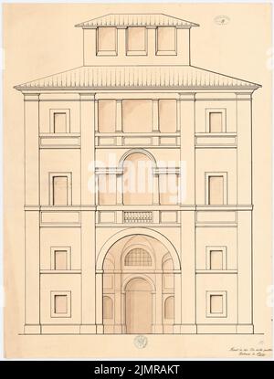 Messow Eduard, Haus an der Via delle Quattro Fontane in Rome (without Dat.): Facade. Tusche watercolor on paper, 73.6 x 55.9 cm (including scan edges) Messow Eduard : Haus an der Via delle Quattro Fontane, Rom Stock Photo