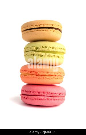 Stack of homemade macaroons isolated on white background. Stock Photo