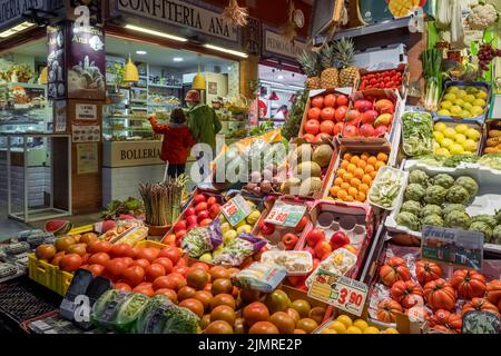 Traditional indoor Triana Market in Seville, Spain. Stock Photo