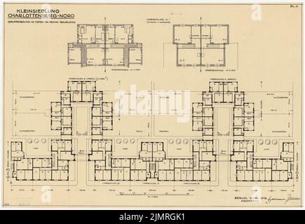 Jansen Hermann (1869-1945), small settlement Charlottenburg-Nord, Berlin (10.11.1918): Grundrisse development proposal for a construction block suggestions A B C 1: 100 and 1: 200. Ink on transparent, 48 x 69.7 cm (including scan edges) Jansen Hermann  (1869-1945): Kleinsiedlung Charlottenburg-Nord, Berlin Stock Photo