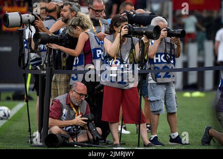Rome, Italy. 07th Aug, 2022. Photographers at work during the pre-season friendly football match between AS Roma and of Shakhtar Donetsk at Olimpico stadium in Rome (Italy), August 7th, 2022. Photo Andrea Staccioli/Insidefoto Credit: Insidefoto di andrea staccioli/Alamy Live News