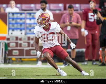 Washington Commanders wide receiver Kyric McGowan catches a pass during  practice at the team's NFL football training facility, Monday, Aug. 15,  2022, in Ashburn, Va. (AP Photo/Alex Brandon Stock Photo - Alamy