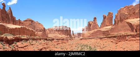 Panoramic view in Courthouse Towers in Arches National Park, Moab, USA Stock Photo