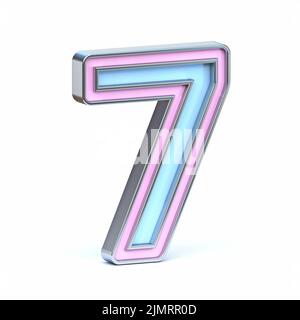 Blue and pink metal font Number 7 SEVEN 3D Stock Photo