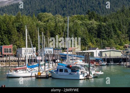 The Thomas Basin boat harbor in Ketchikan, Alaska. Stock Photo