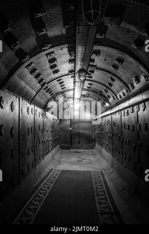 Moscow, Russia - October 25, 2017: Tunnel at Bunker-42, anti-nuclear underground facility built in 1956 as command post of strat Stock Photo