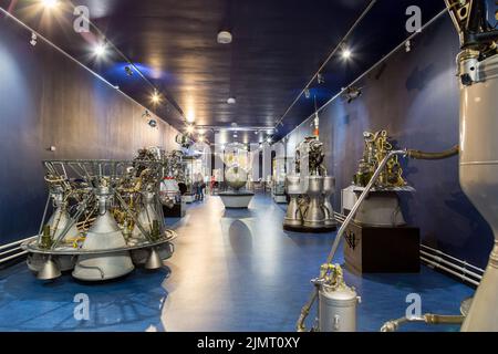 Saint Petersburg, Russia - May 13, 2017: Russian rocket engine Saint Petersburg space museum Stock Photo