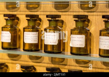 Paris, France, March 27 2017: Hall presentations perfume of the Museum Fragonard Stock Photo