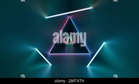 Abstract glowing colorful triangular laser rays neon Stock Photo
