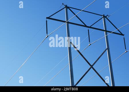 Electric power lines and support tower Stock Photo