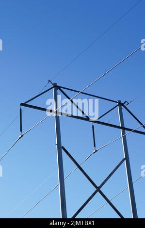 Electric power lines and support tower Stock Photo