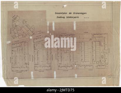 Taut Bruno (1880-1938), Schillerpark settlement in Berlin-Wedding (approx. 1960): Overall plan of the green area. Light break on transparent, 66.4 x 91.5 cm (including scan edges) Taut Bruno  (1880-1938): Siedlung Schillerpark, Berlin-Wedding Stock Photo