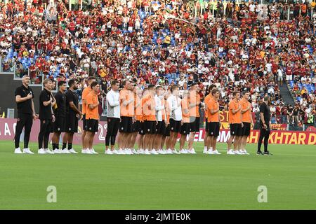 7th August 2022; Stadio Olimpico, Rome, Italy, during the friendly match between AS Roma versus Shakhtar Donetsk; the starting line up of Shakhatar Stock Photo