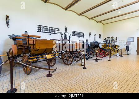 18-19th century carriage exhibition in Helikon Palace Museum (Festetics Palace), Keszthely, Hungary Stock Photo