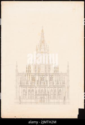 Stier Wilhelm (1799-1856), Votivkirche in Vienna (1854): front view. Pressure on cardboard, 63.6 x 45.6 cm (including scan edges) Stier Wilhelm  (1799-1856): Votivkirche, Wien Stock Photo