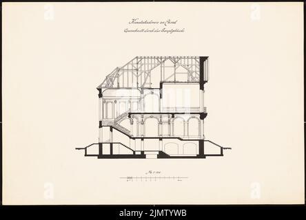 Bohnstedt Alfred (1854-1906), Art Academy in Kassel (1907): cross-section through the main building. Ink on cardboard, 44.4 x 65.7 cm (including scan edges) Bohnstedt Alfred  (1854-1906): Kunstakademie, Kassel Stock Photo