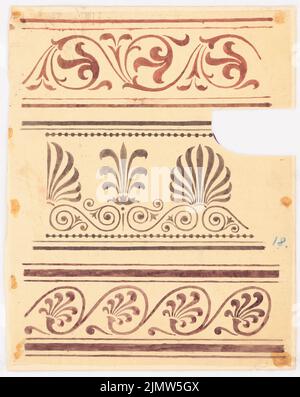 Boetticher Carl (1806-1889), various decorations, fabrics, wallpaper (without date): Detail. Ink colored on transparent on paper, 22.5 x 17.9 cm (including scan edges) Boetticher Carl  (1806-1889): Verschiedene Dekorationen, Stoffe, Tapeten Stock Photo
