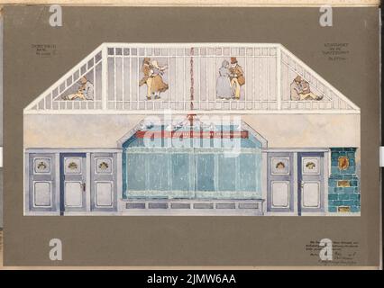 Kassbaum Gustav (1878-1929), village complex. Schinkel competition 1908 (March 20, 1908): Dorfkrug: Hall. View 1: 100. Pencil watercolor on the box, 46 x 65.3 cm (including scan edges) Kassbaum Gustav  (1878-1929): Dorfanlage. Schinkelwettbewerb 1908 Stock Photo