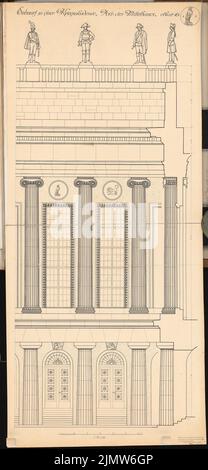 Krischen Friedrich, War Academy. Schinkel competition 1911 (03.01.1912): Detailed main facade 1:25. Ink on cardboard, 139.3 x 64.5 cm (including scan edges) Krischen Friedrich : Kriegsakademie. Schinkelwettbewerb 1911 Stock Photo