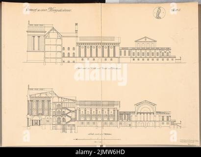 Krischen Friedrich, War Academy. Schinkel competition 1911 (03.01.1912): cuts 1: 150. Ink on cardboard, 71.6 x 97.9 cm (including scan edges) Krischen Friedrich : Kriegsakademie. Schinkelwettbewerb 1911 Stock Photo