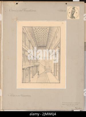 Krischen Friedrich, War Academy. Schinkel competition 1911 (03.01.1912): View of the stairwell. Perspective view. Pencil on cardboard, 57.1 x 44.6 cm (including scan edges) Krischen Friedrich : Kriegsakademie. Schinkelwettbewerb 1911 Stock Photo