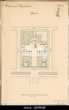 Krischen Friedrich, War Academy. Schinkel competition 1911 (03.01.1912): Department 1: 1000. Ink on cardboard, 67.4 x 44.4 cm (including scan edges) Krischen Friedrich : Kriegsakademie. Schinkelwettbewerb 1911 Stock Photo